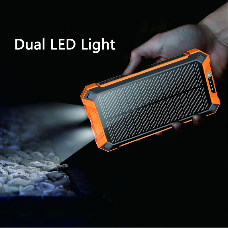 Large Capacity Solar Cell Phone Charger 20000-50000mah Wireless Charging Solar Power Bank with Cables