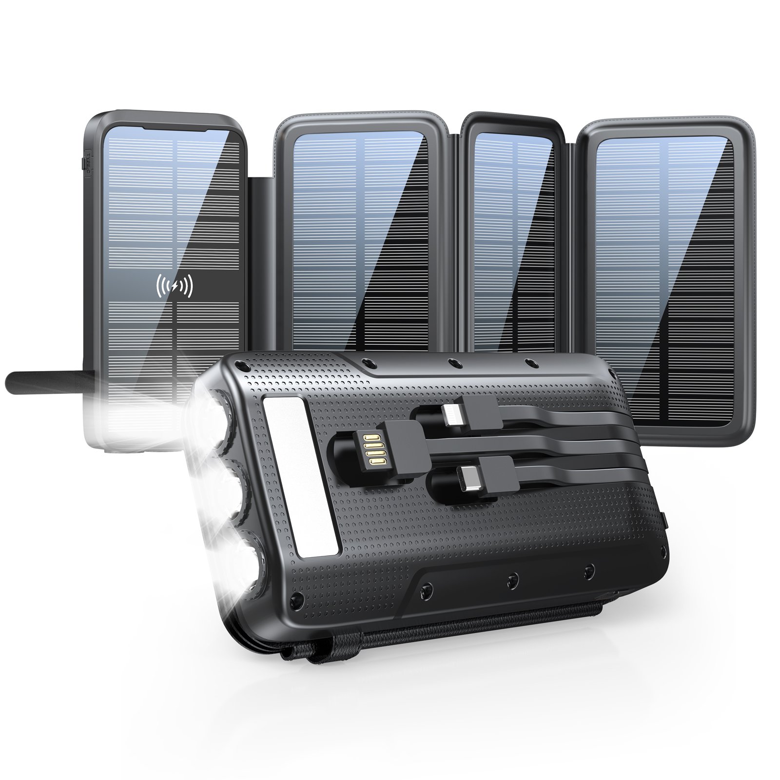 Original Factory 2024 New Product 26800mAh Large Capacity Waterproof Portable Folding Wireless Fast Charging Solar Power Banks