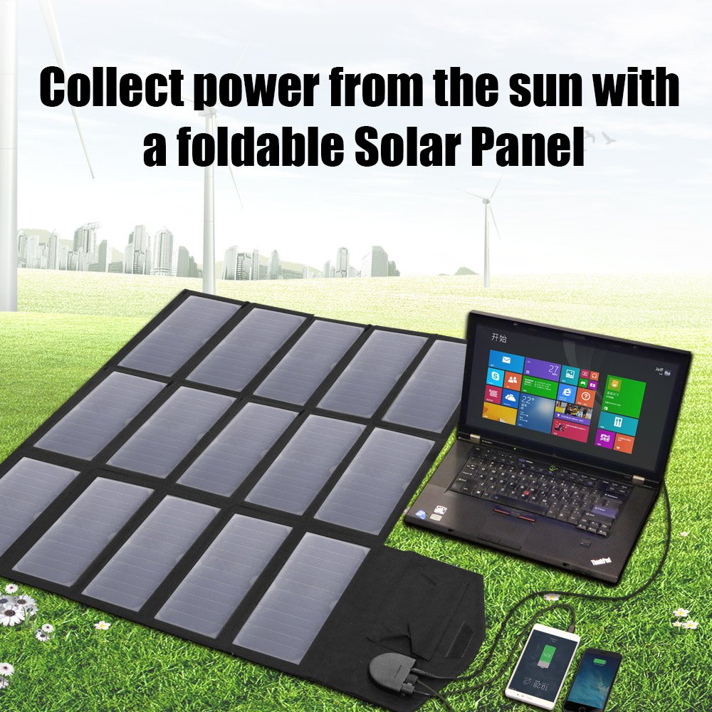 Allpowers Folding Solar Panel 18V 100W Portable Outdoors Solar Charger for camping