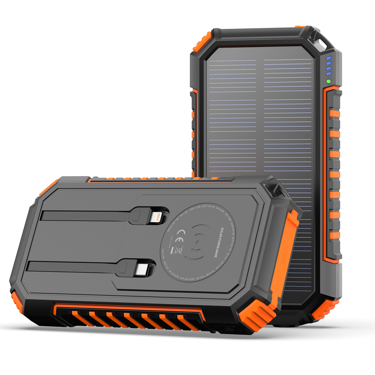 Solar Panel Powerbanks Waterproof Wireless Charging Portable Fast Charging Mobile Phone Charger 20000mAh Solar Power Bank