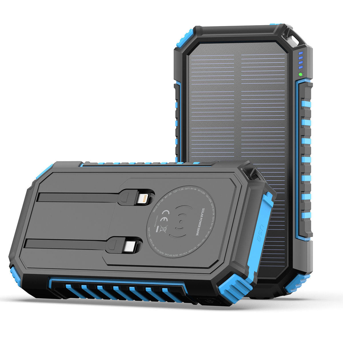 Solar Panel Powerbanks Waterproof Wireless Charging Portable Fast Charging Mobile Phone Charger 20000mAh Solar Power Bank
