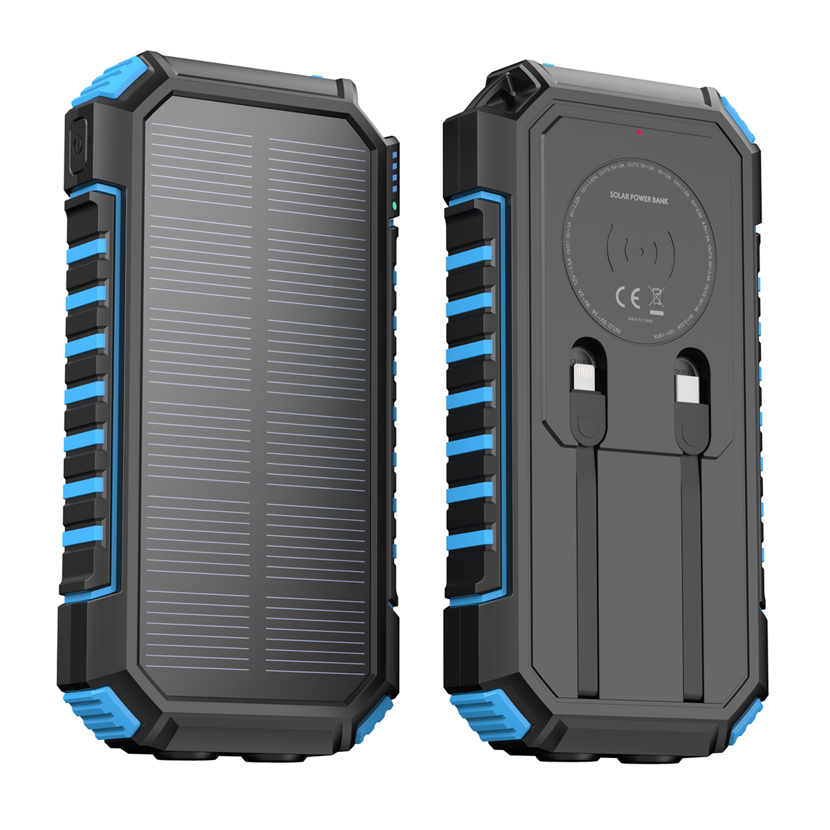 Solar Panel Powerbanks Waterproof Wireless Charging Portable Fast Charging Mobile Phone Charger 20000mAh Solar Power Bank