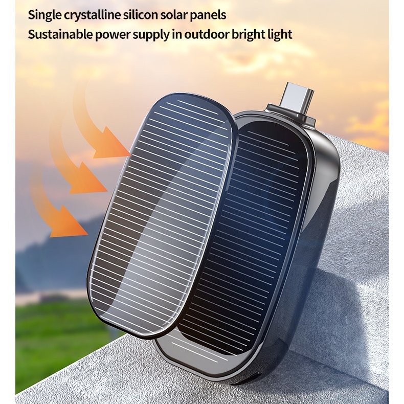 Mini Keychain Powerbank 1200mAh Disposable Charger One Use Emergency Portable Solar Power Bank with Type C Output Plug