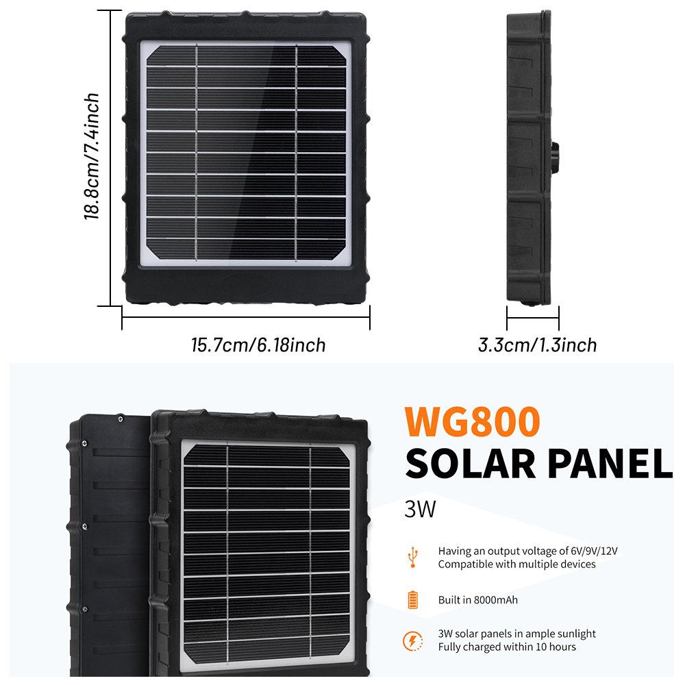 Mini Solar Panel 3W With Battery 8000mah 5V 12V 9V 6V Output Solar Charger For Trail Camera And Security Camera For Outdoor Use