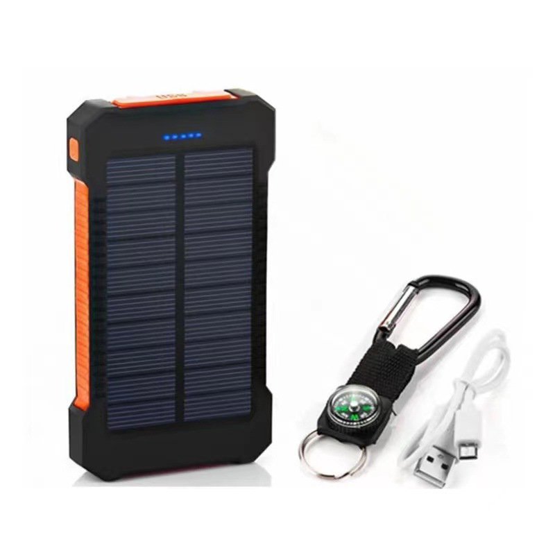 Hot selling Mobile Powerbank 10000 mAh Solar Power Bank Travel Portable USB Charger with Camping Light