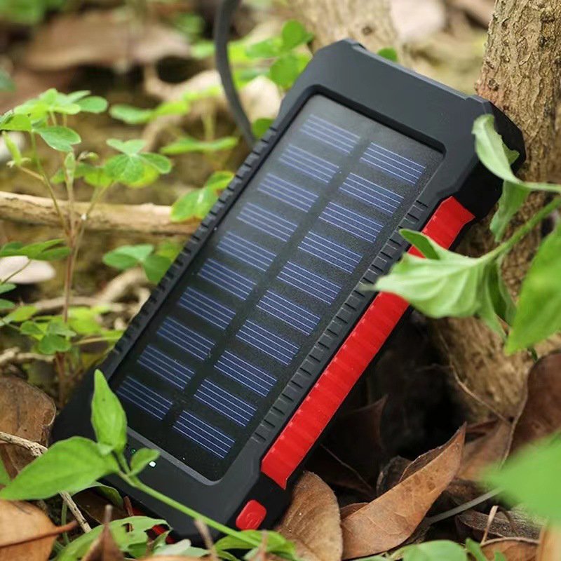Hot selling Mobile Powerbank 10000 mAh Solar Power Bank Travel Portable USB Charger with Camping Light