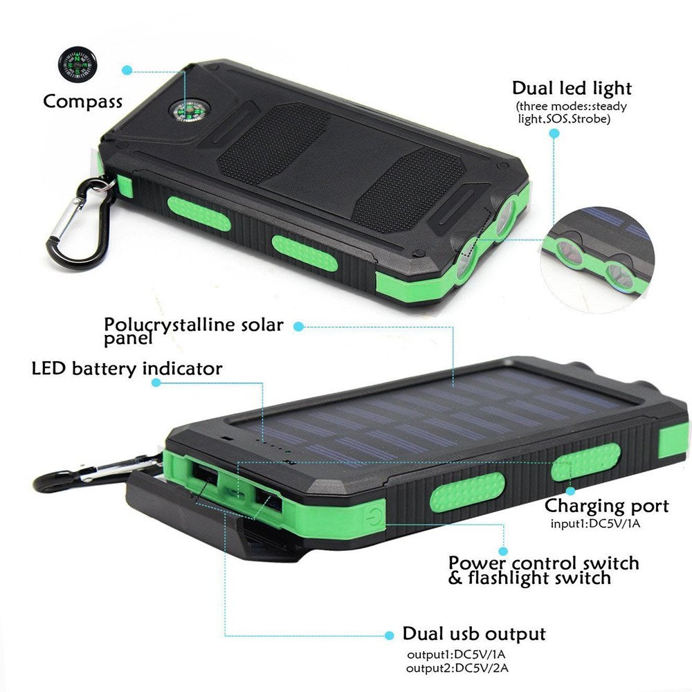 10000mah Dual Usb Solar Battery Charger Travel Powerbank New Waterproof Solar Power Bank For All Phone