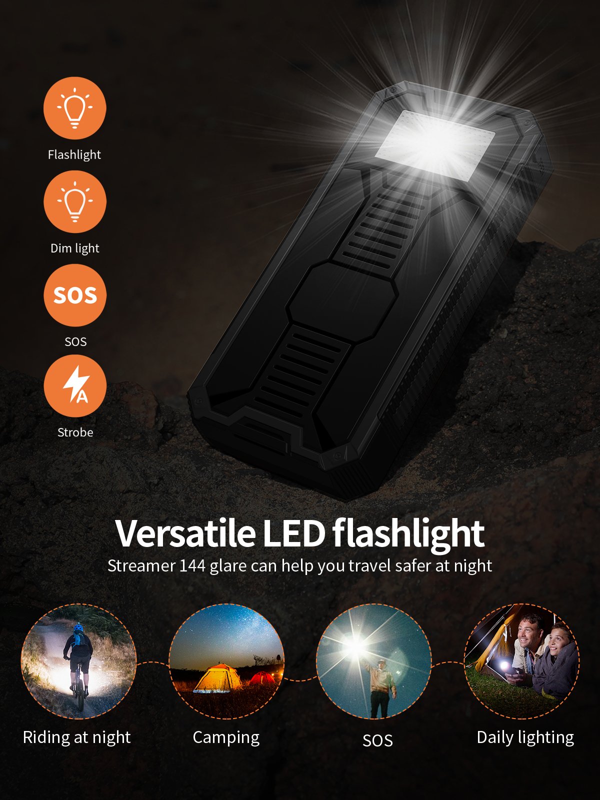 Free sample new product creative 2024 electronics OEM 20000mah Quick charge portable waterproof high capacity solar power bank