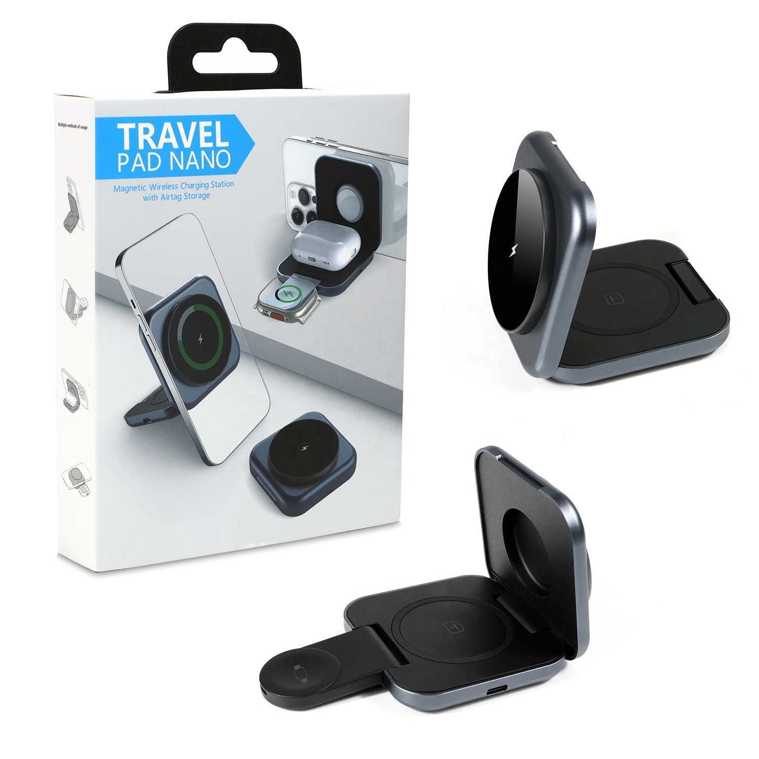 High Quality Wireless Charger 3 in 1 Magnetic Wireless ChargER Station Holder Fast Charging For iPhone Airtag Airpods iWatch
