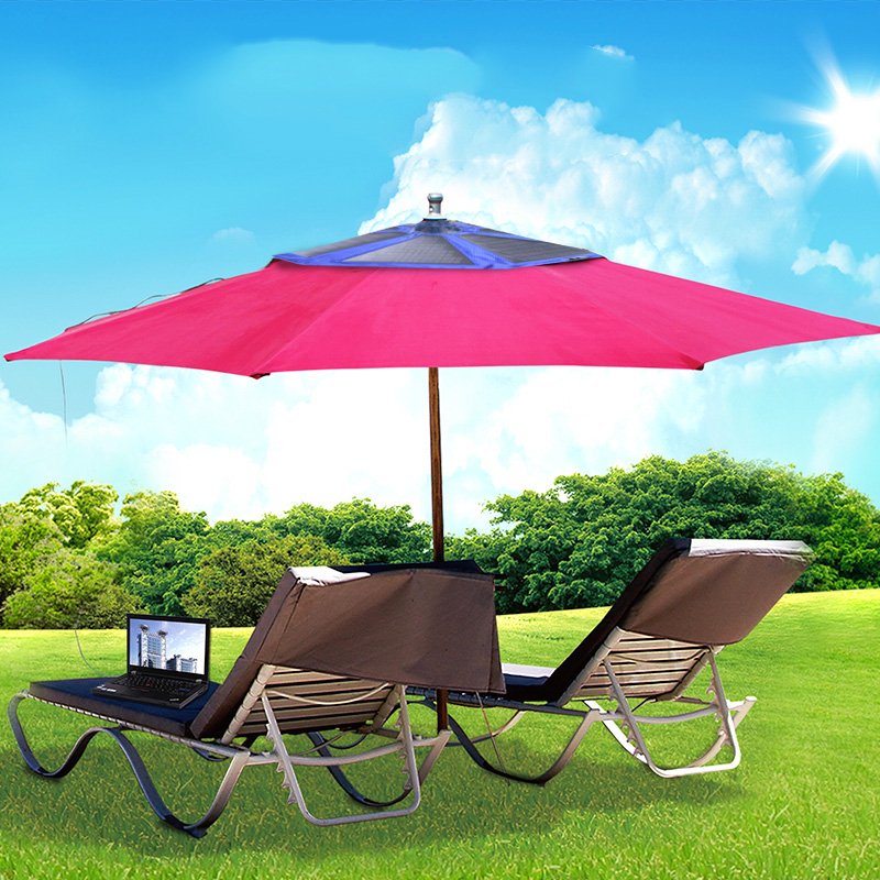 factory wholesale portable waterproof 24w solar charger umbrella for outdoor