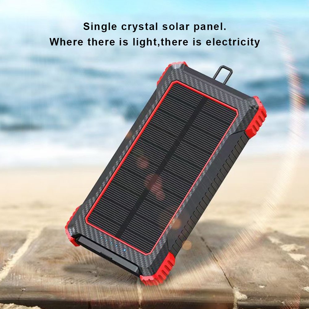 IS-SC05W Solaire 5W Wireless Charging Solar Powerbank With Led Torches Waterproof Key Chain Camping 10000mAh Solar Power Bank