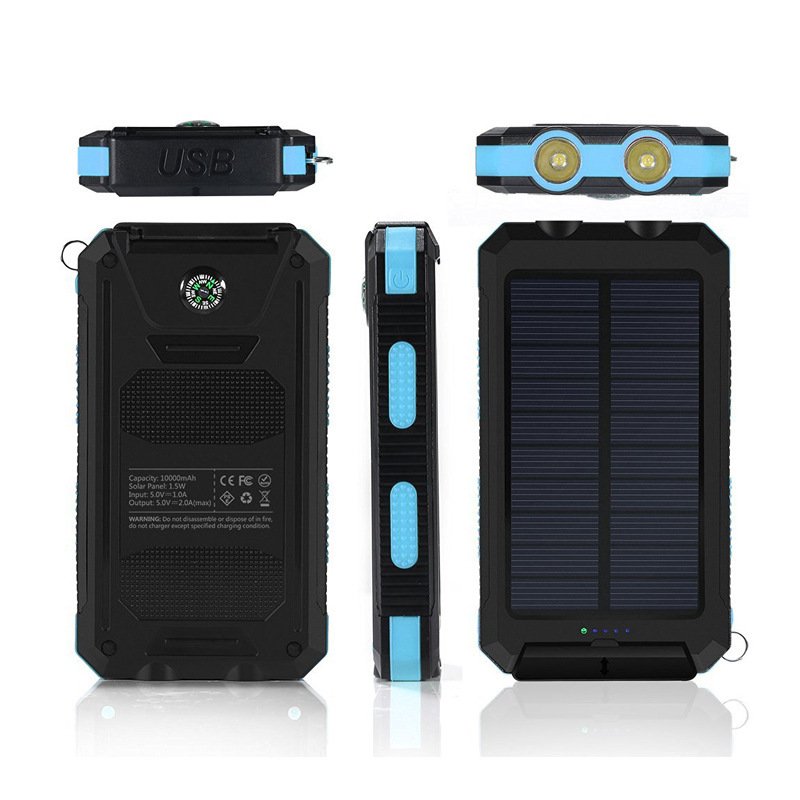 Best Selling Waterproof Solar Power Bank 20000mAh Dual Usb Charger External Battery 10000mAh Charger With Led Lights For Camping
