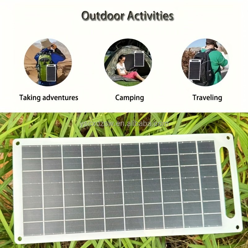 Solar charger 5V6W single crystal flexible photovoltaic power generation panel Outdoor solar panel mobile phone charging 20W