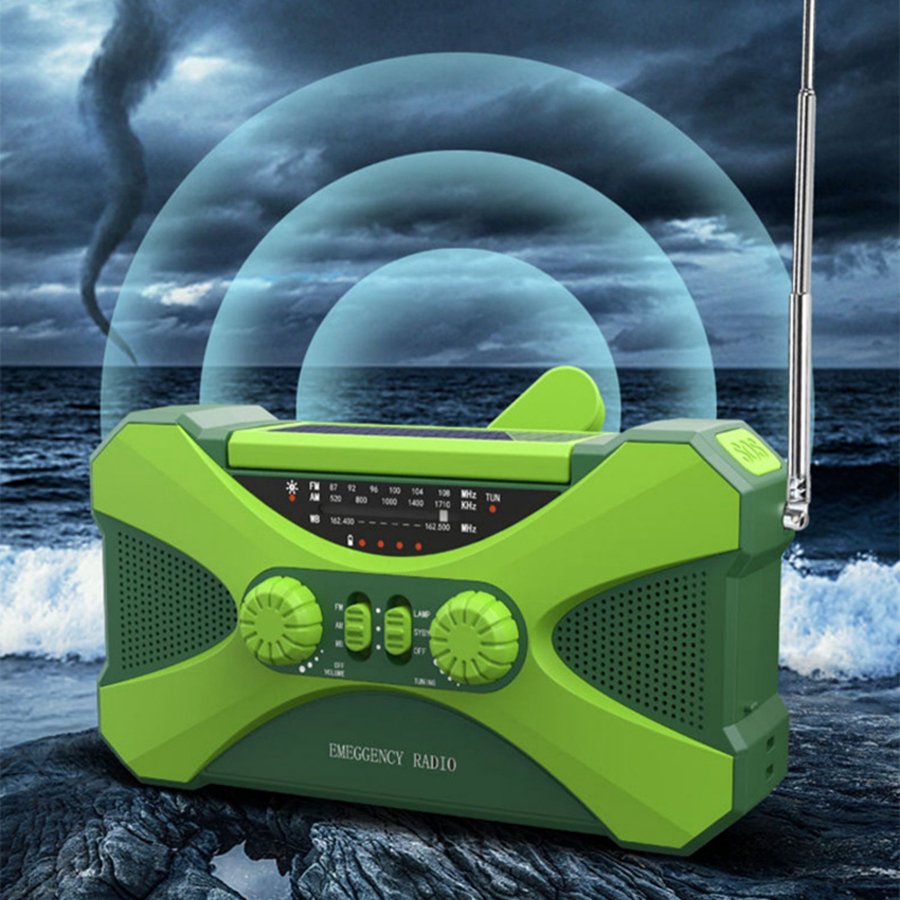 Disaster Prevention Emergency 10000mah Solar Hand-cranked Power Bank & Radio Waterproof Battery Charger With Flashlight