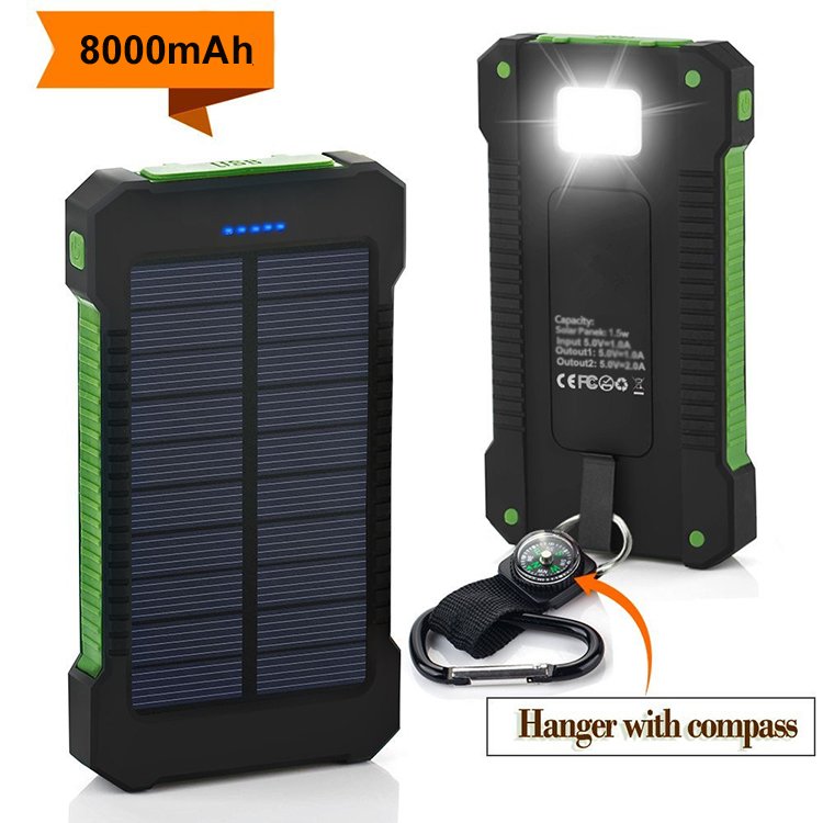 2024 New Waterproof Solar Power Bank 20000mah Dual USB Li-Polymer Solar Battery Charger Travel Powerbank for All Phone