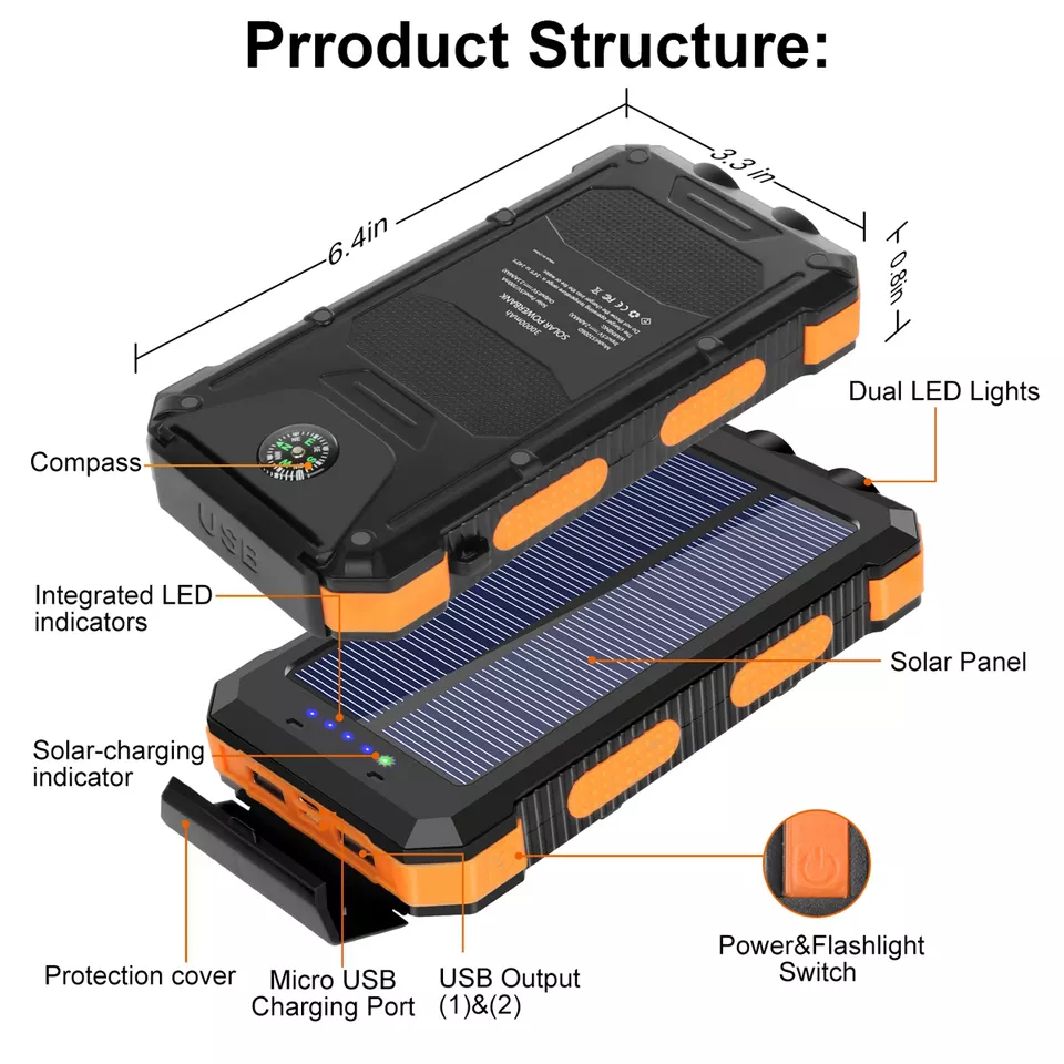 Material Outdoor Portable Phone Usb Smart Tablet Mobile Charger 20000 Mah Solar Power Stationr&Power Bank For Mobile Phone