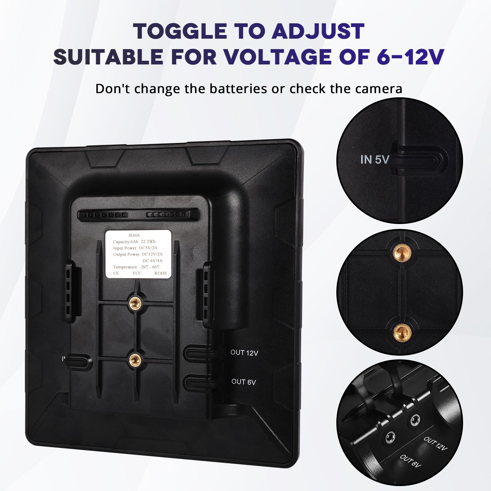 5W Solar Panel for Hunting Trail camera Built in Lithium Battery 6V 12V Solar Power bank Carbon Fiber Solar Panel Charger