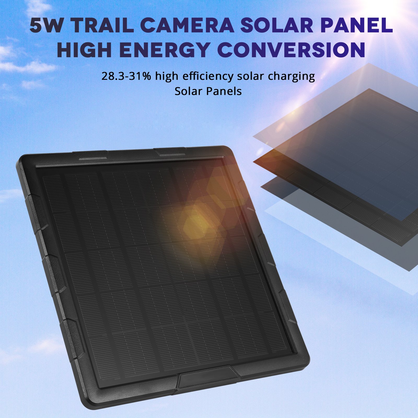 5W Solar Panel for Hunting Trail camera Built in Lithium Battery 6V 12V Solar Power bank Carbon Fiber Solar Panel Charger