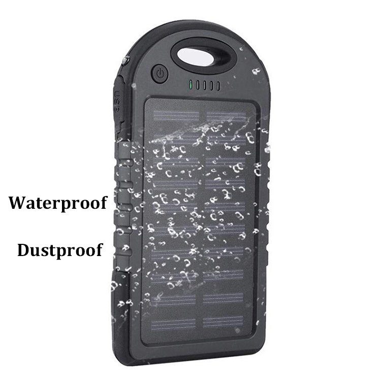 5000mAh Portable Charger Solar Power Bank Dual USB Waterproof Powerbank