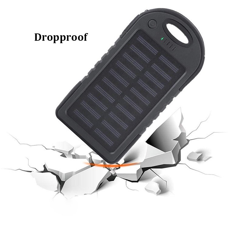 5000mAh Portable Charger Solar Power Bank Dual USB Waterproof Powerbank