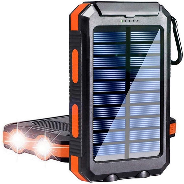 20000 Mah Waterproof Security Portable Charger Solar Panel Dual Usb Strong Led Light Power Bank