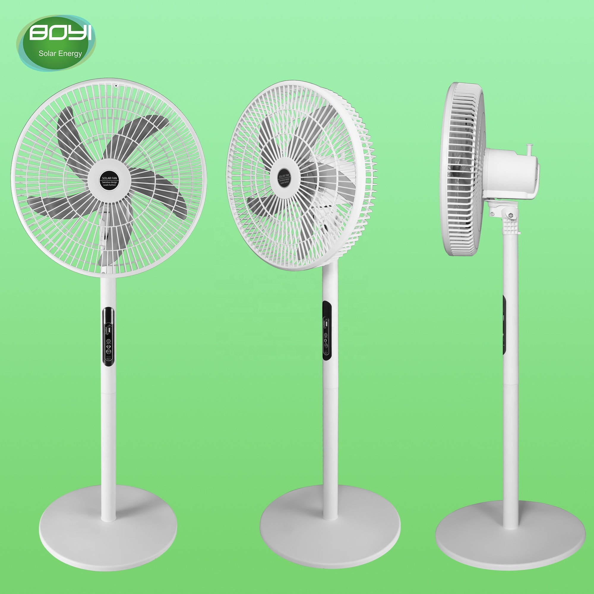 16 inch 12v dc ip65 waterproof type-c charging solar energy solar fan with panel