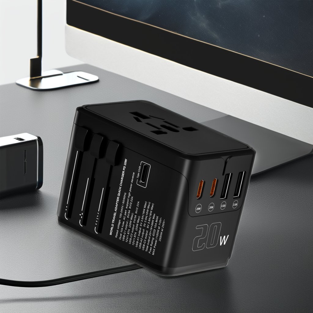 Ready To Ship portable world universal travel adapter with three usb and 2 type-c smart USB charger electrical plug socket