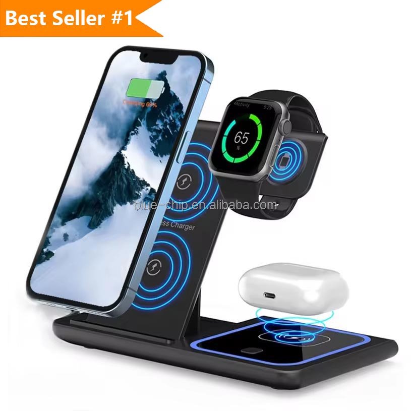 Multi Function Foldable Table Bedside Universal Support Fast Charging Stand Phone 3 in 1 Wireless Charger