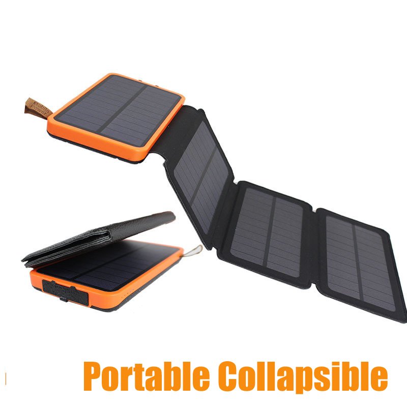 20000mAh Solar Powered Charger with Camping Light Solar Charger with Foldable Panels