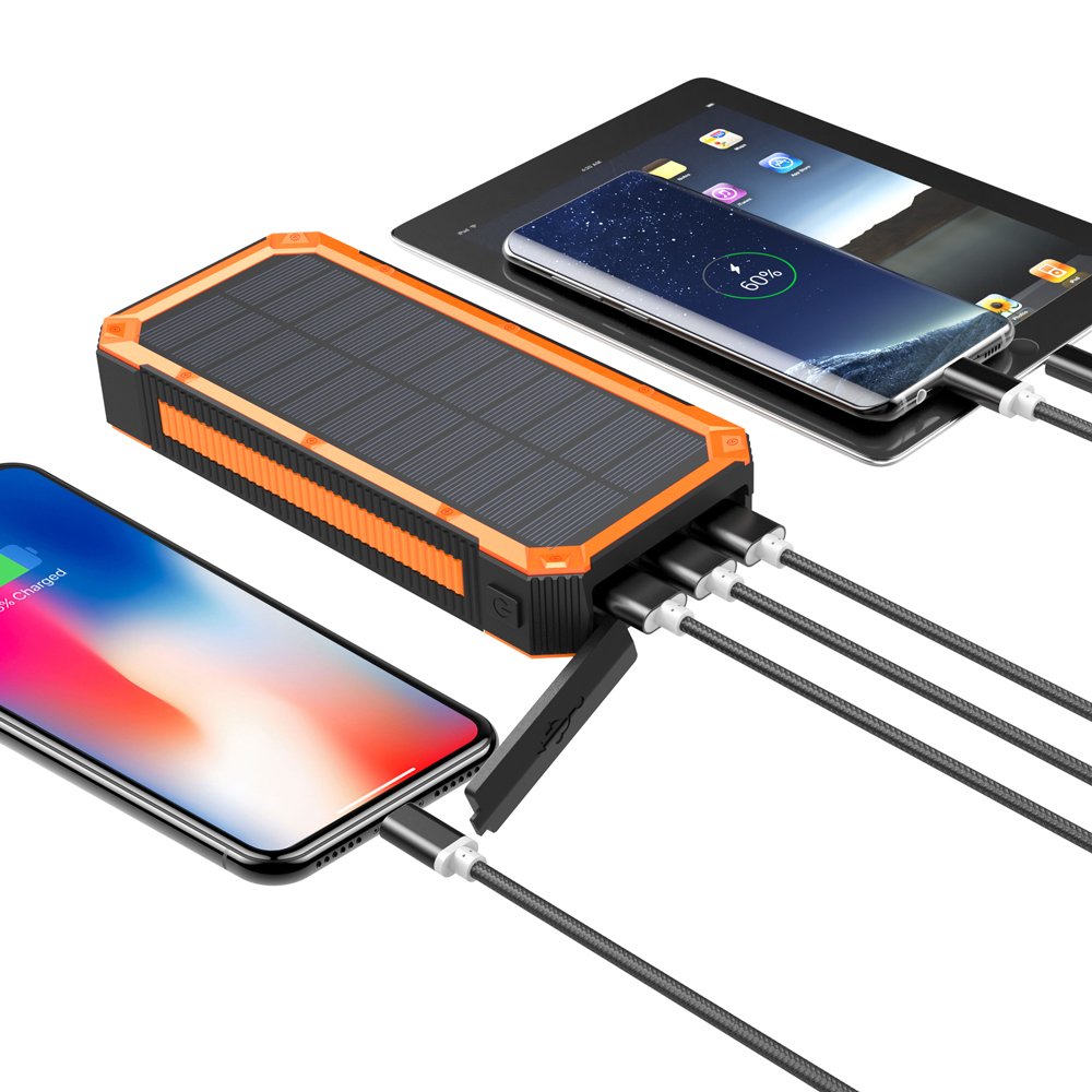 New Products 2024 PD Fast Charger 16000mAh Large Capacity Triple Usb Outdoor Camping Light Waterproof Solar Power Bank 20000mAh