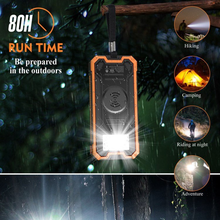 High efficiency Bright LED Outdoor Waterproof Power Bank Solar 10000mAh portable battery Power Bank