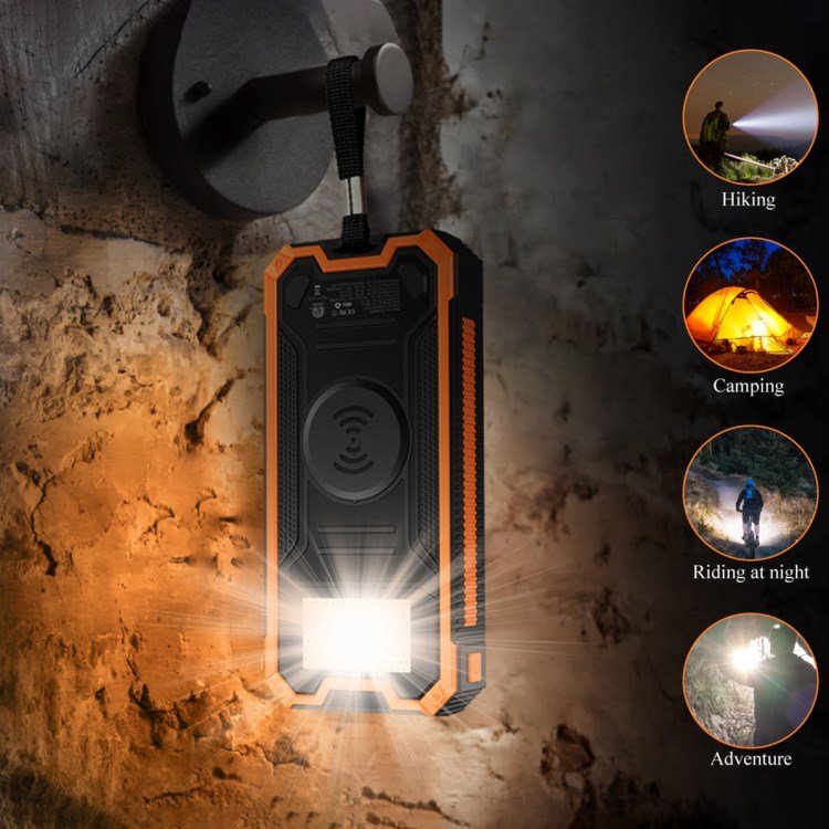 High efficiency Bright LED Outdoor Waterproof Power Bank Solar 10000mAh portable battery Power Bank