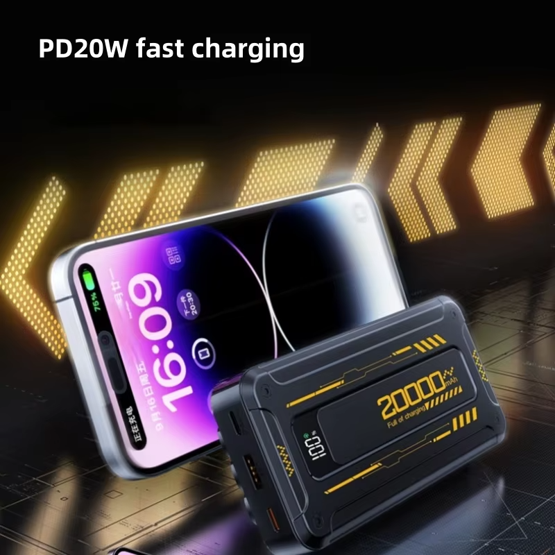 2024 Latest model 22.5W Type C output super fast charging power bank 20000mah Built-in wire PD20W Portable Charger for phone