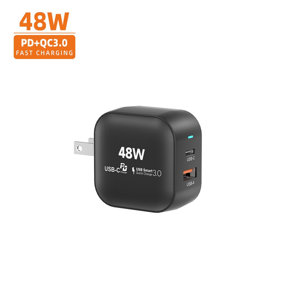 Vina Hot Selling Fast Quick QC 3.0 Fast PD 45W 48W GaN Charger 2-Port USB C USB-A Wall Charger Power Adapter