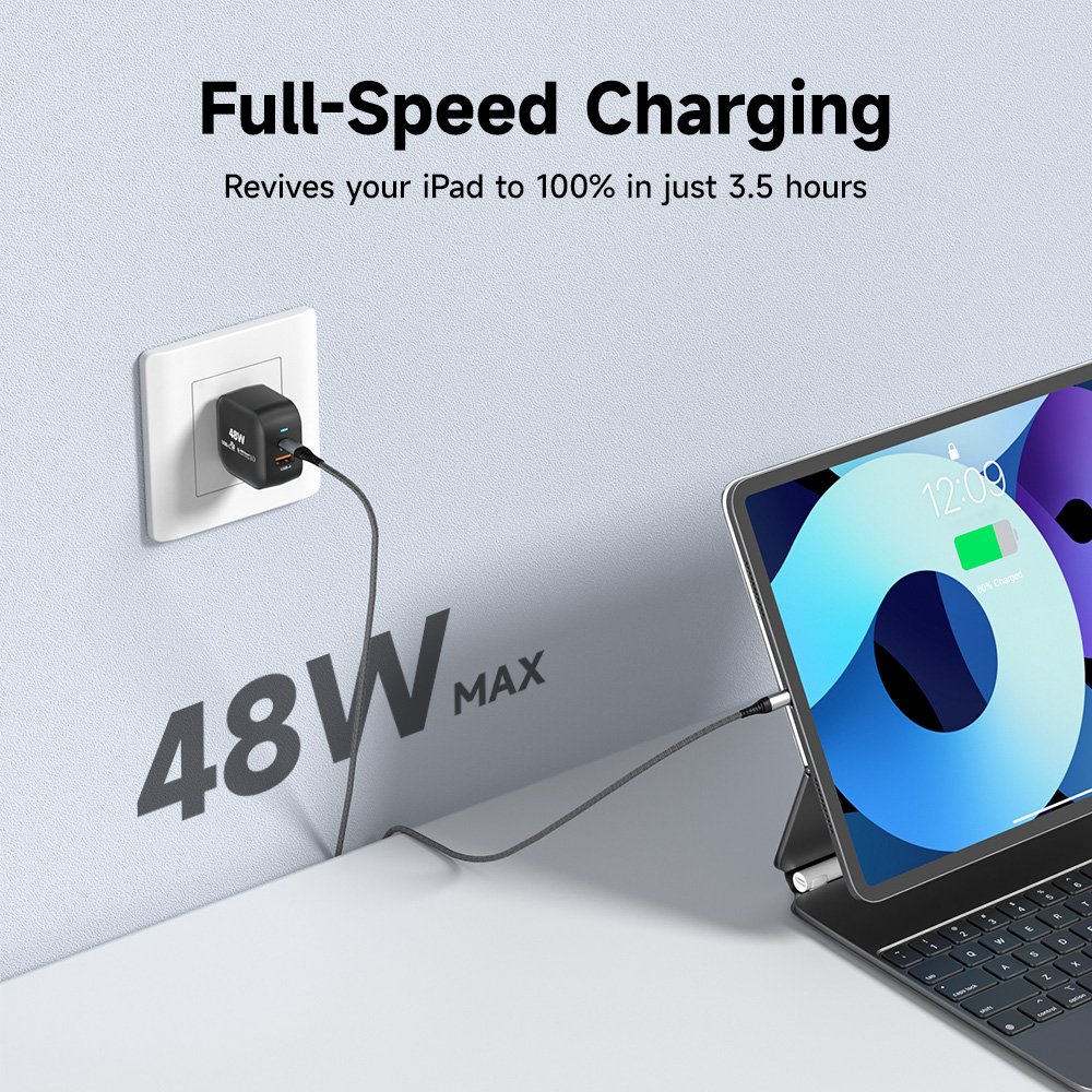 Vina Hot Selling Fast Quick QC 3.0 Fast PD 45W 48W GaN Charger 2-Port USB C USB-A Wall Charger Power Adapter