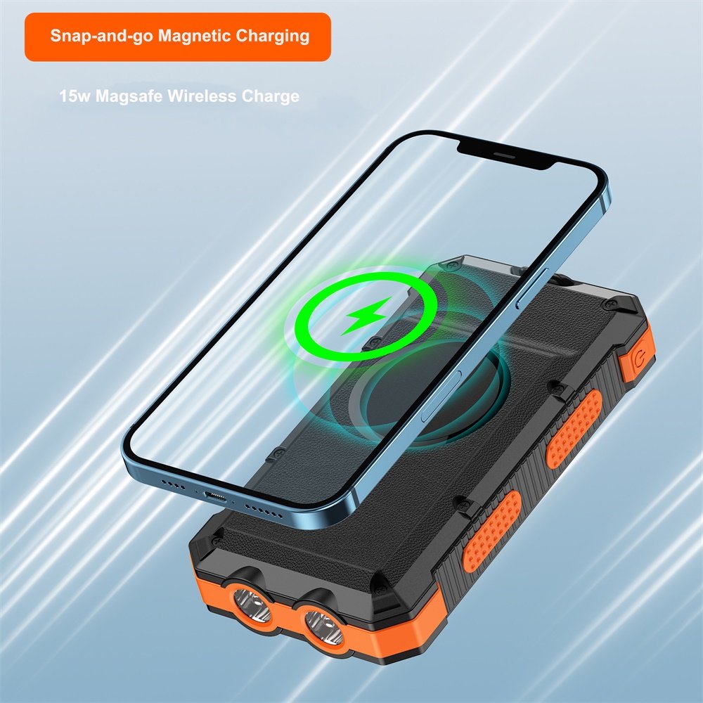 Large Capacity Multi Function Portable Best Fast Charging 30000mAh Wireless Solar Powerbank Power Bank 50000mAh with Led Light