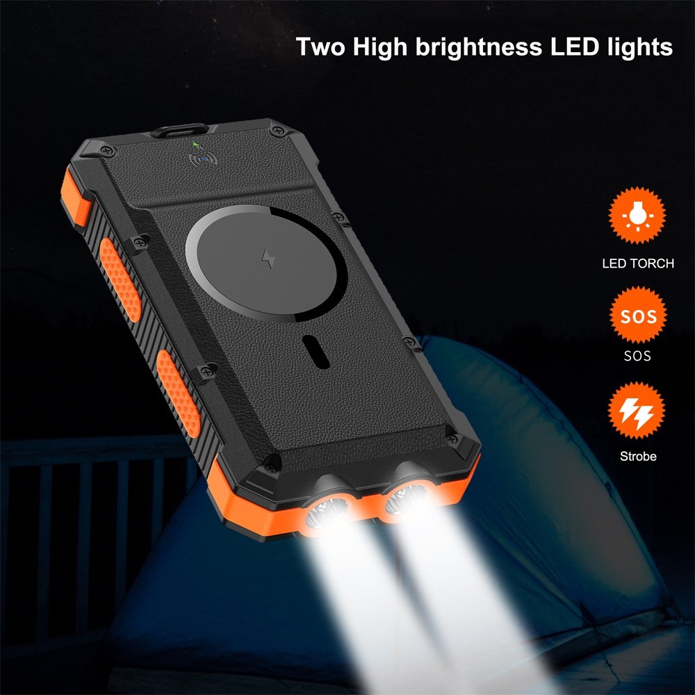 Large Capacity Multi Function Portable Best Fast Charging 30000mAh Wireless Solar Powerbank Power Bank 50000mAh with Led Light