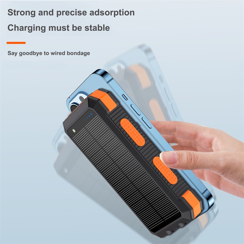 Large Capacity Multi Function Portable Best Fast Charging 30000mAh Wireless Solar Powerbank Power Bank 50000mAh with Led Light
