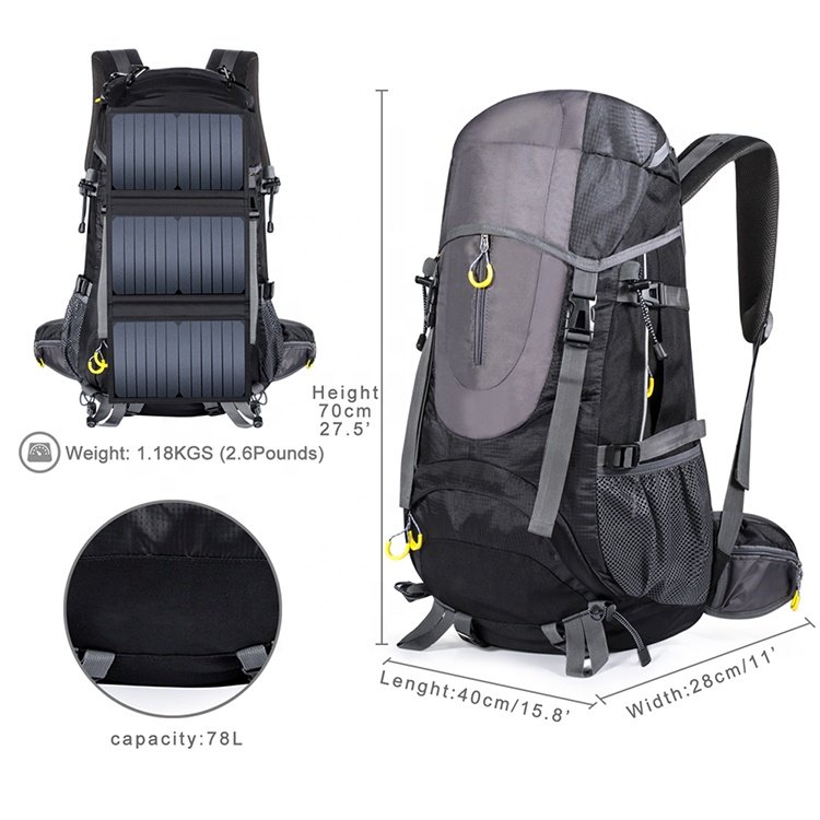 High Quality Outdoor Travel Solar Panel Backpack USB Charging Solar Panel Hiking Backpack