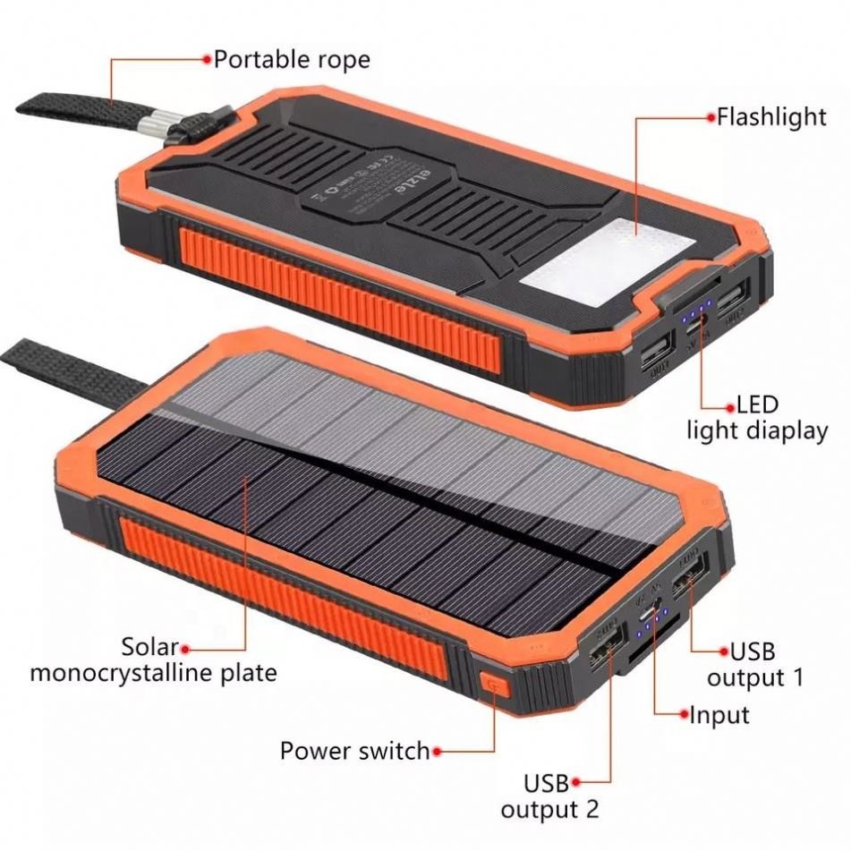 OEM 30000mAh Waterproof Portable solar powerbanks Solar Charger For Outdoors