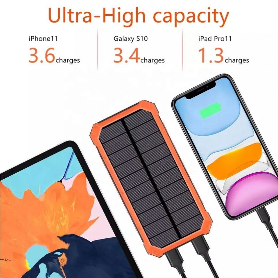 OEM 30000mAh Waterproof Portable solar powerbanks Solar Charger For Outdoors
