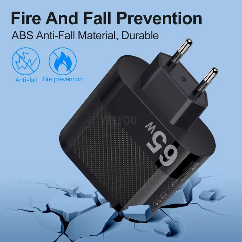 Multi Port 5USB Type-c Travel Charger 65w EU UK US Plug Multi Interface Adapter Portable Fast Charging Wall Adapter for Samsung