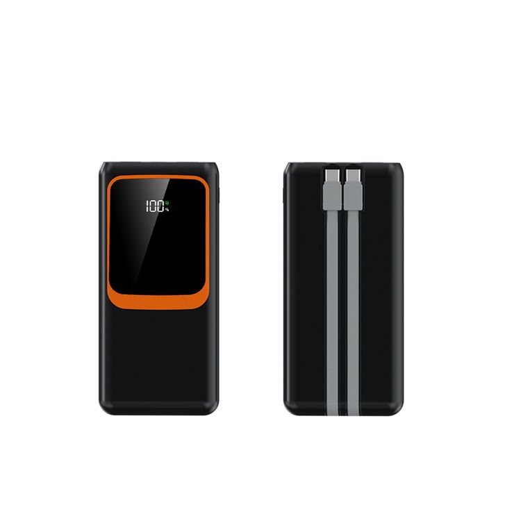 High Capacity Powerbank 10000mah Led Light Large Window Built-in Cable Quick Charging Lanyard Powerbank