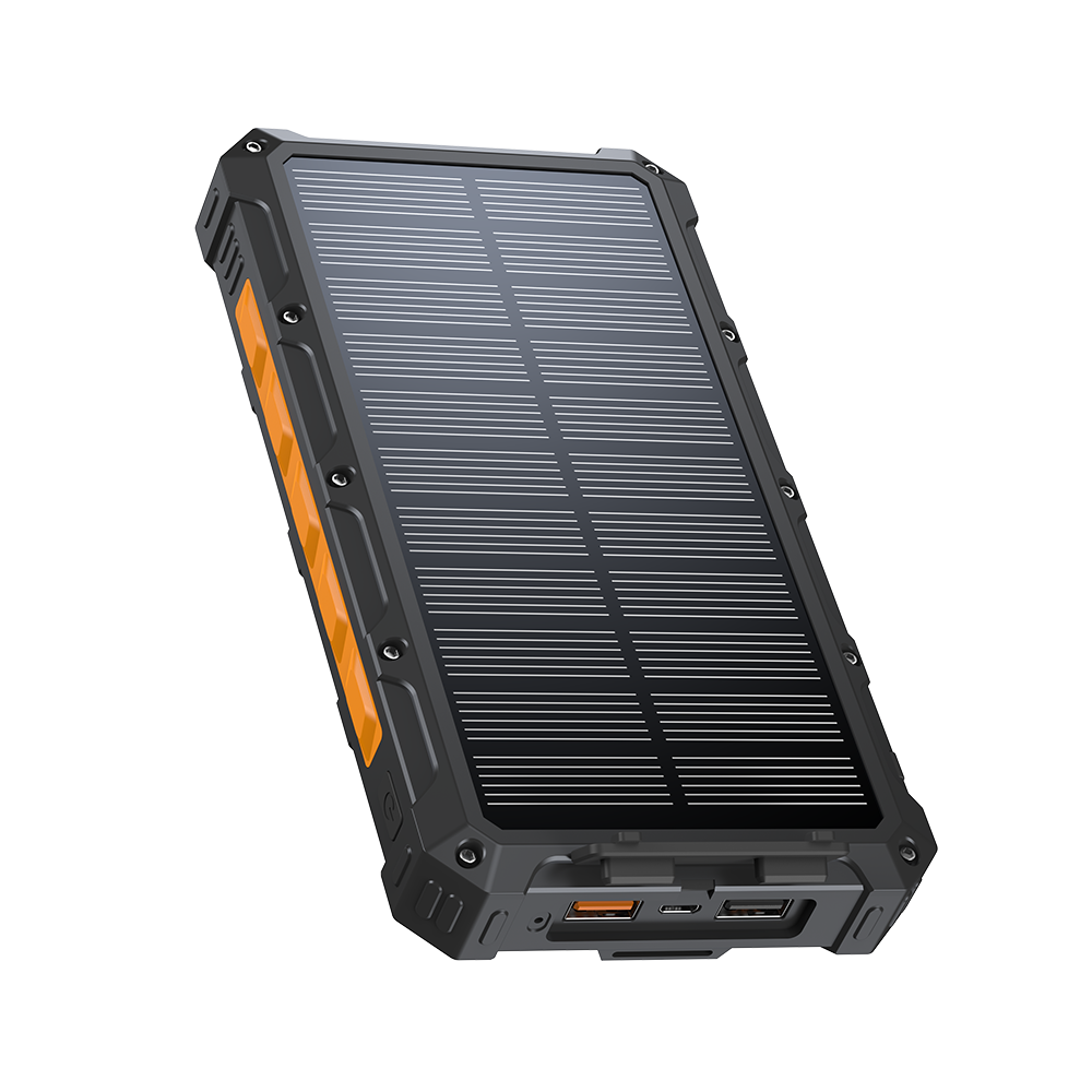Solar Panel Power Bank With LED Light Outdoor Waterproof Portable Wireless Charging 22.5W Fast Charging USB Power Bank 20000mAh