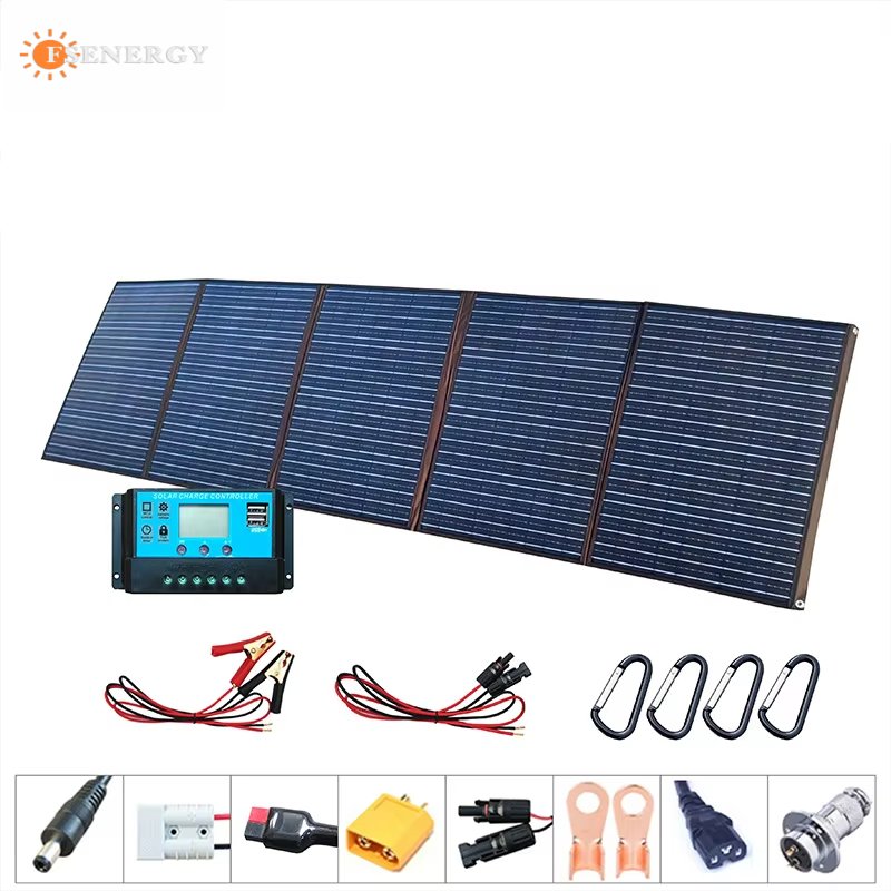 600W-6 Outdoor travel waterproof foldable portable solar charger with USB Type-C port