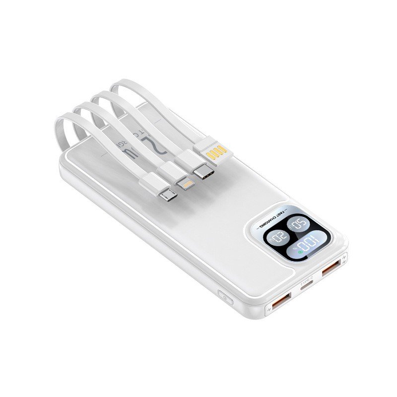 Portable Smart PD 22.5W Cable Fast Charging 20000mAh Power Bank with USB AC Input Lithium Battery Cargador Portatil with Cables