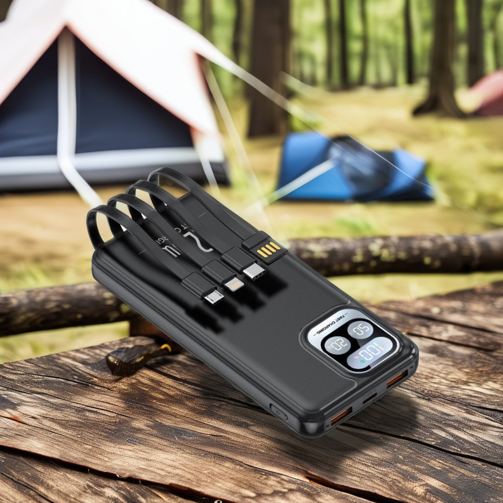 Portable Smart PD 22.5W Cable Fast Charging 20000mAh Power Bank with USB AC Input Lithium Battery Cargador Portatil with Cables