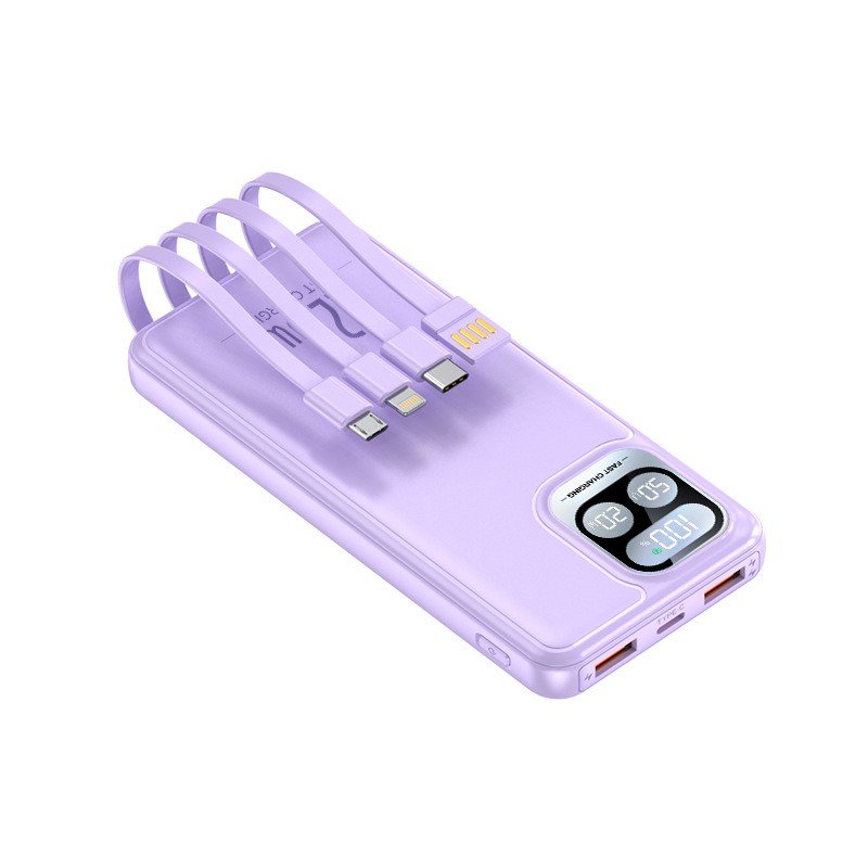 Portable Smart PD 22.5W Cable Fast Charging 20000mAh Power Bank with USB AC Input Lithium Battery Cargador Portatil with Cables