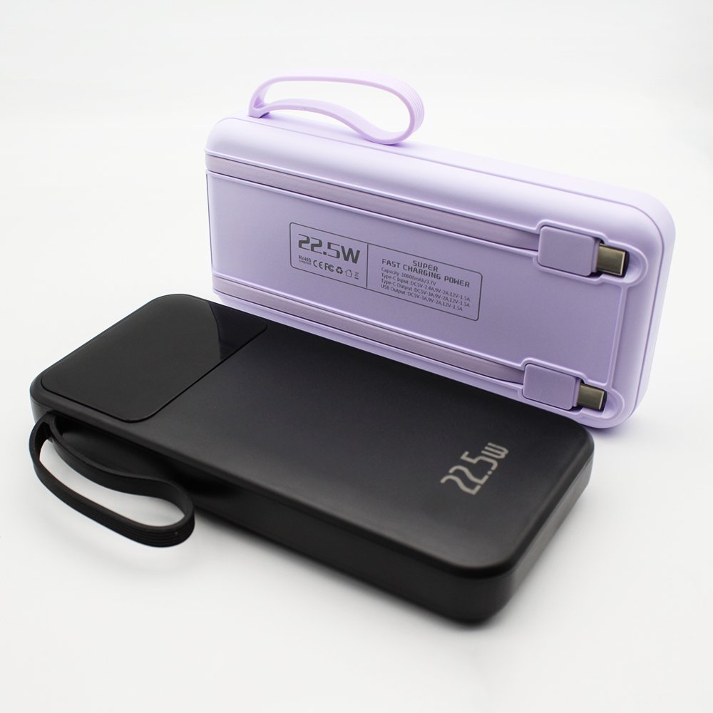 2024 New Y283 Built In Cable Fast Quick Charge 10000Mah Power Banks Mobile Phone Portable Powerbank Slim With Lanyard