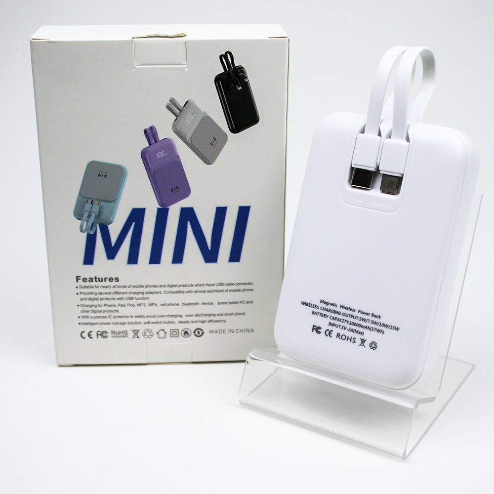 Power Bank Factory Wireless Magnetic Power Bank 5000mah 10000mah Built-in 2 Cable Fast Charging 2 in 1 power bank